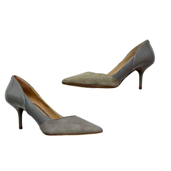Zara heels Women's 37 US 6.5 gray suede pointy toe - Picture 4 of 11